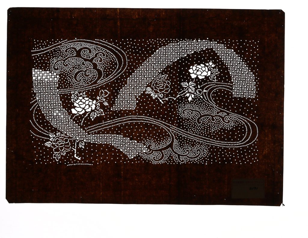 02191　波に牡丹と短帳